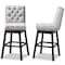 Baxton Studio Gregory Light Grey Velvet and Brown Wood 2-Piece Swivel Bar Stool Set 164-10289 - alternate 3